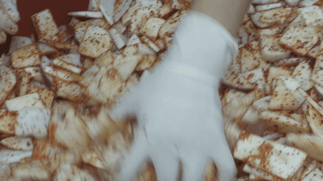 Turnip kimchi mixed with red pepper powder