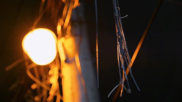 얽힌 전선을 비추는 가로등