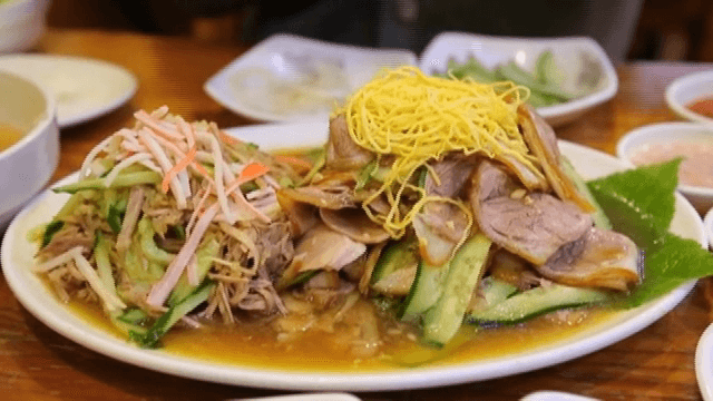 Chilled braised pig's feet salad on a plate
