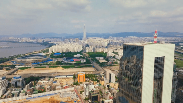 Aerial view of a modern cityscape