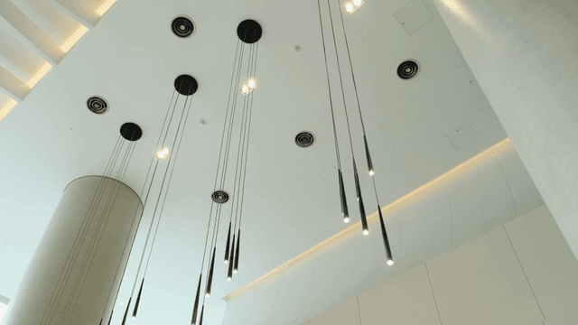 Modern ceiling with hanging lights