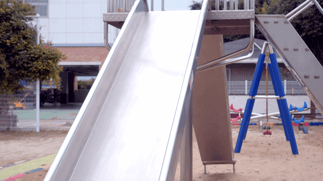 Playground slide in a park