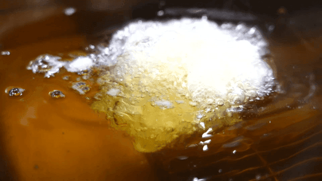 Fried food immersed in hot oil