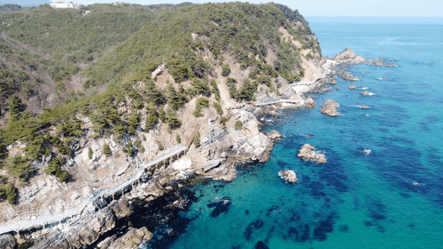 Coastal walking path along cliff