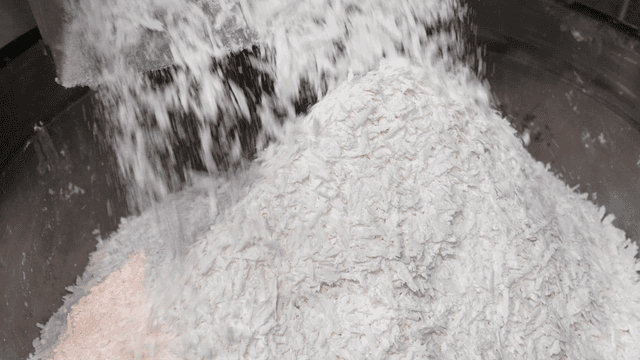 White rice flour processed by machine