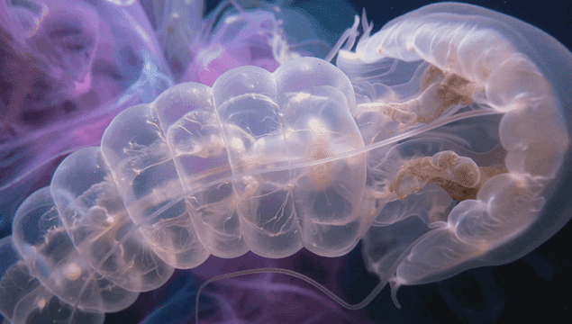 Translucent jellyfish in vibrant waters