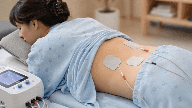 Woman receiving electrotherapy