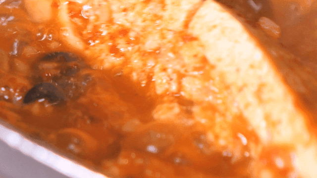 Kimchi stew boiling in a pot