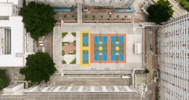 스포츠 단지의 항공 뷰