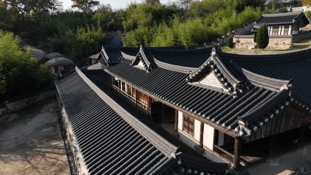 Traditional Korean house surrounded by nature