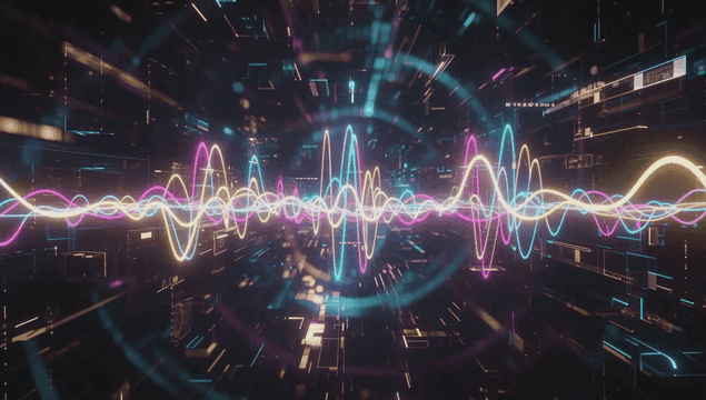 Colorful sound waves in a digital space