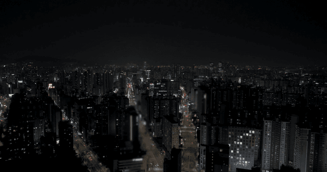 Bustling city skyline at night
