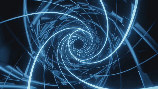 Spiraling blue light patterns