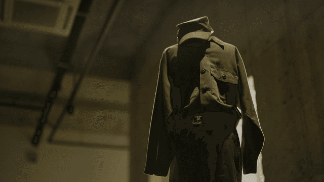 Old US military jacket on display