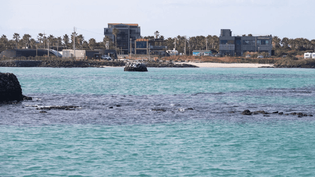 Coastal view with clear blue waters