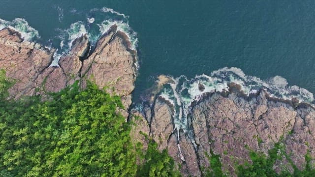 Rocky coastline with waves crashing