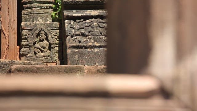 Ancient stone carvings in a temple