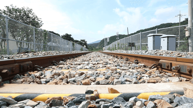 Railroad tracks stretching into the distance