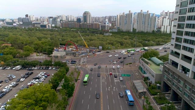 City Intersection Filled with Cars Heading to Destinations