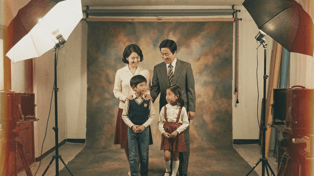 Family photo taken in studio in 70s.