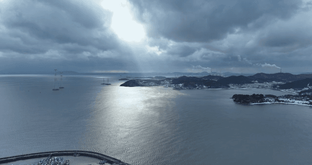 Coastal view with islands and clouds