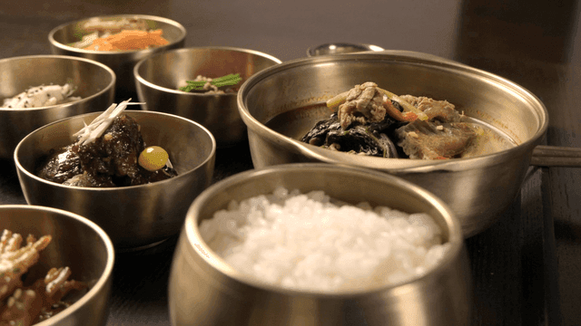 Traditional Korean cuisine with variety of dishes