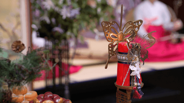 Traditional Korean ceremony with decorations