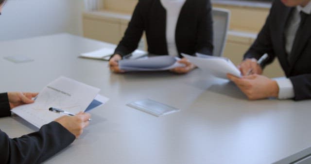 Professionals in Meeting Discussing Documents