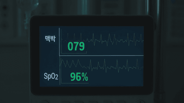 Heart rate monitor displaying vital signs