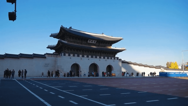 Gwanghwamun Gate in an Urban Setting at dDusk