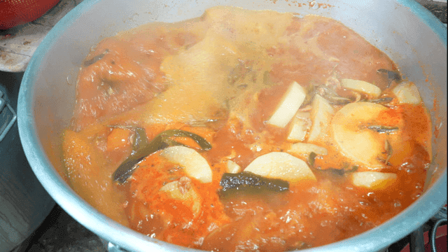 Stew boiling in large pot