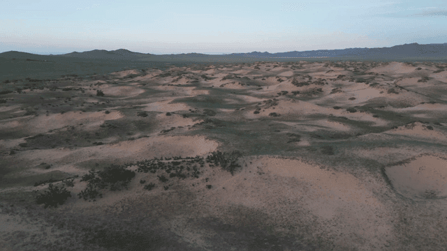 구릉이 있는 광활한 사막 풍경