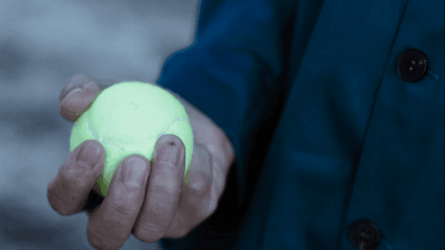 Person holding a tennis ball