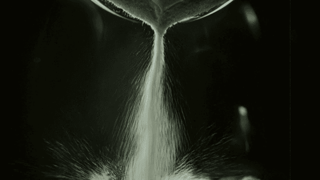 Fine powder falling in slow motion