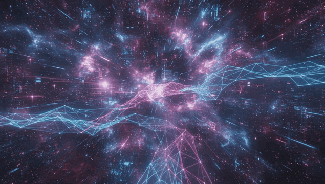 Colorful digital space with neon lines