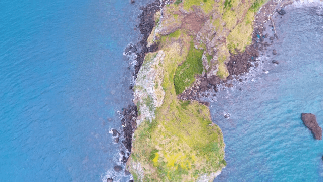 Aerial view of a rocky coastline
