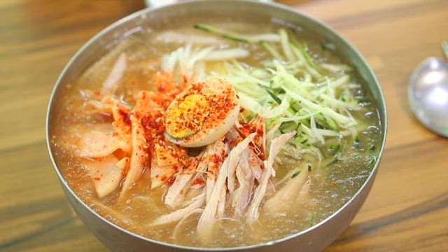 Bowl of refreshing Korean cold noodles