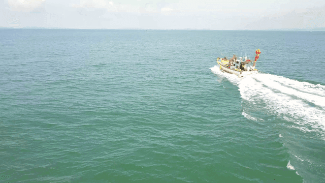 Boat sailing on the open sea