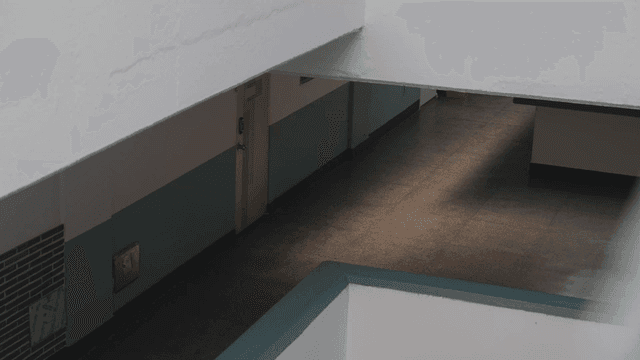 Empty building hallway with sunlight