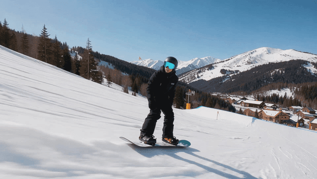 눈 덮인 슬로프에서 묘기를 부리는 스노보더