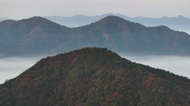 Misty Mountain Ridge at Early Morning