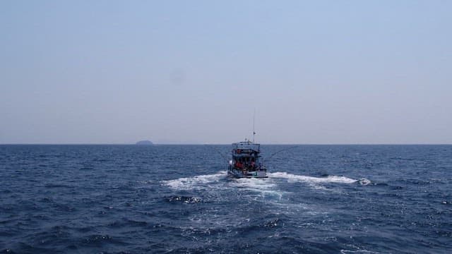 Fishing boat sailing on the open sea