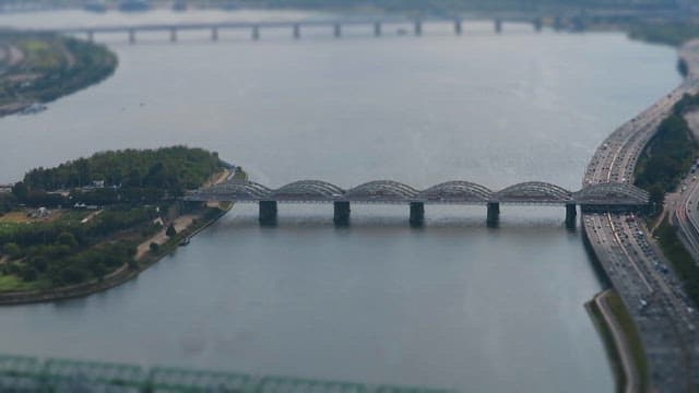 Cityscape with Bridges over a River