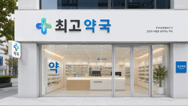 Modern pharmacy exterior with glass facade