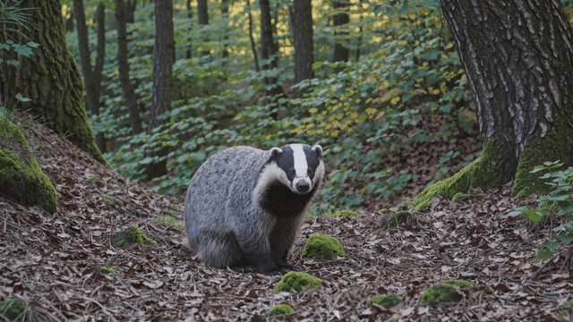 Badger in dense forest