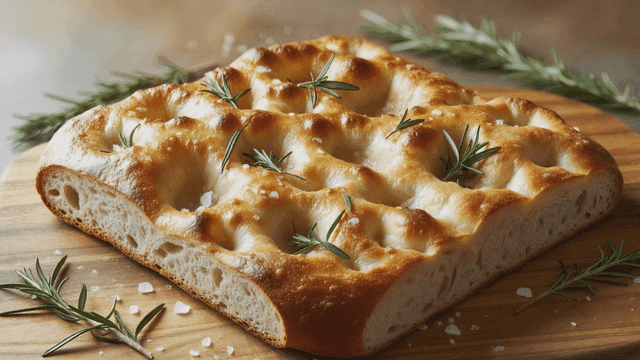 Freshly baked focaccia with rosemary