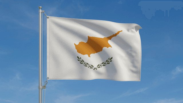 Cypriot flag fluttering under clear sky