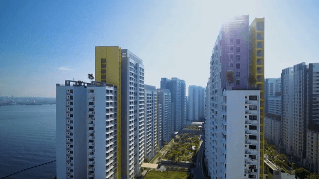 High-rise buildings by the waterfront
