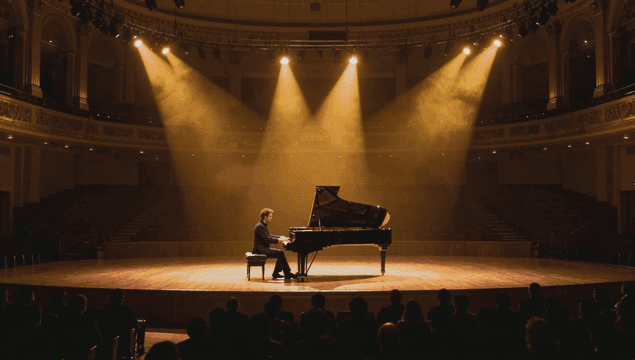 무대에서 연주하는 피아니스트
