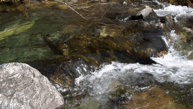 Clear valley stream flowing over rocks